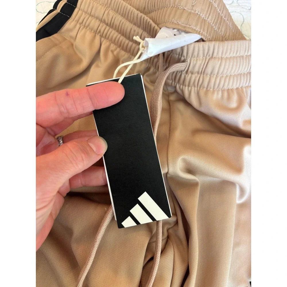 Adidas Mens 3-Stripes Training‎ Pants Warm Sandstone Tan Black Size Small